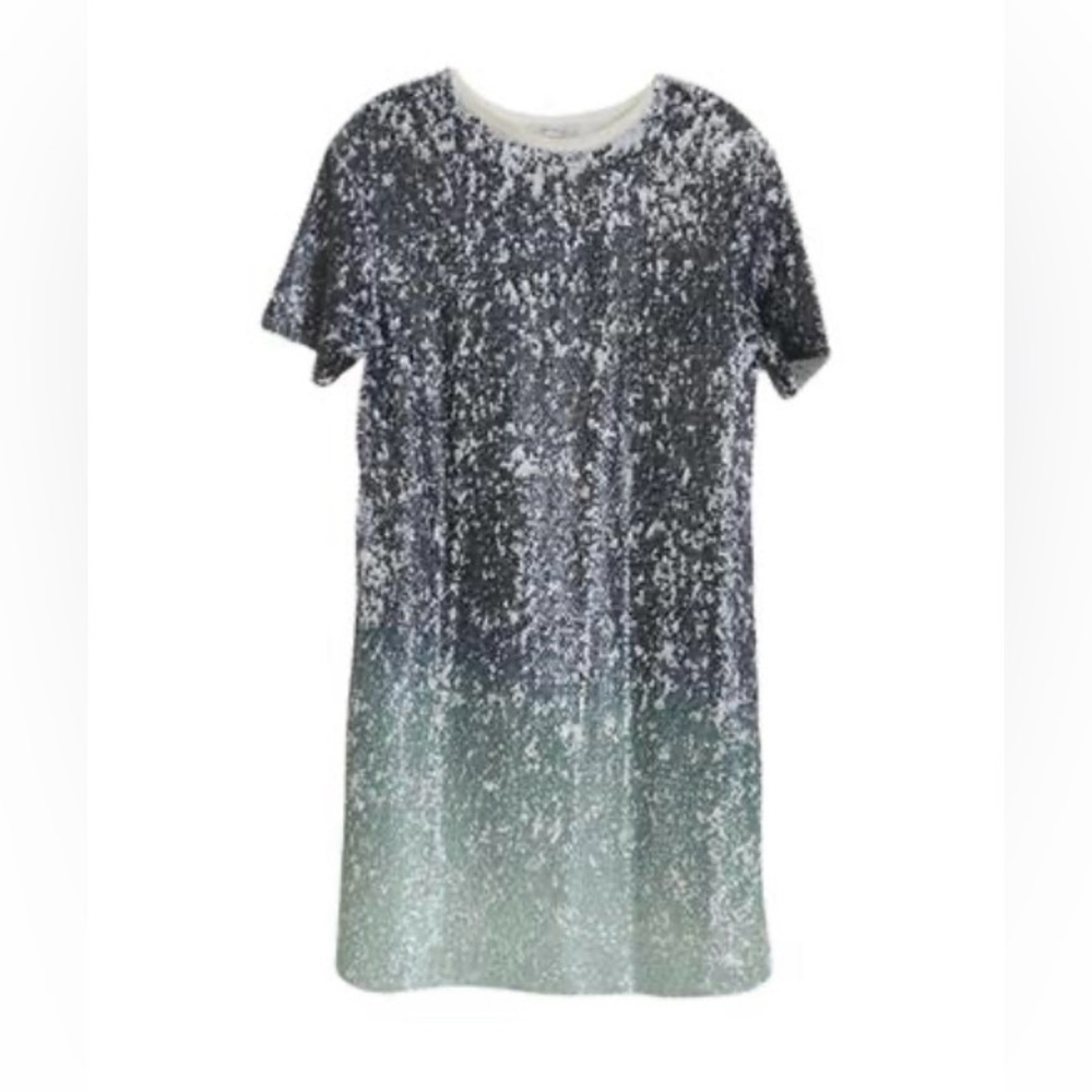 Zara sequins Gradient Short Sleeve t-shirt Dress summer party wedding casual M